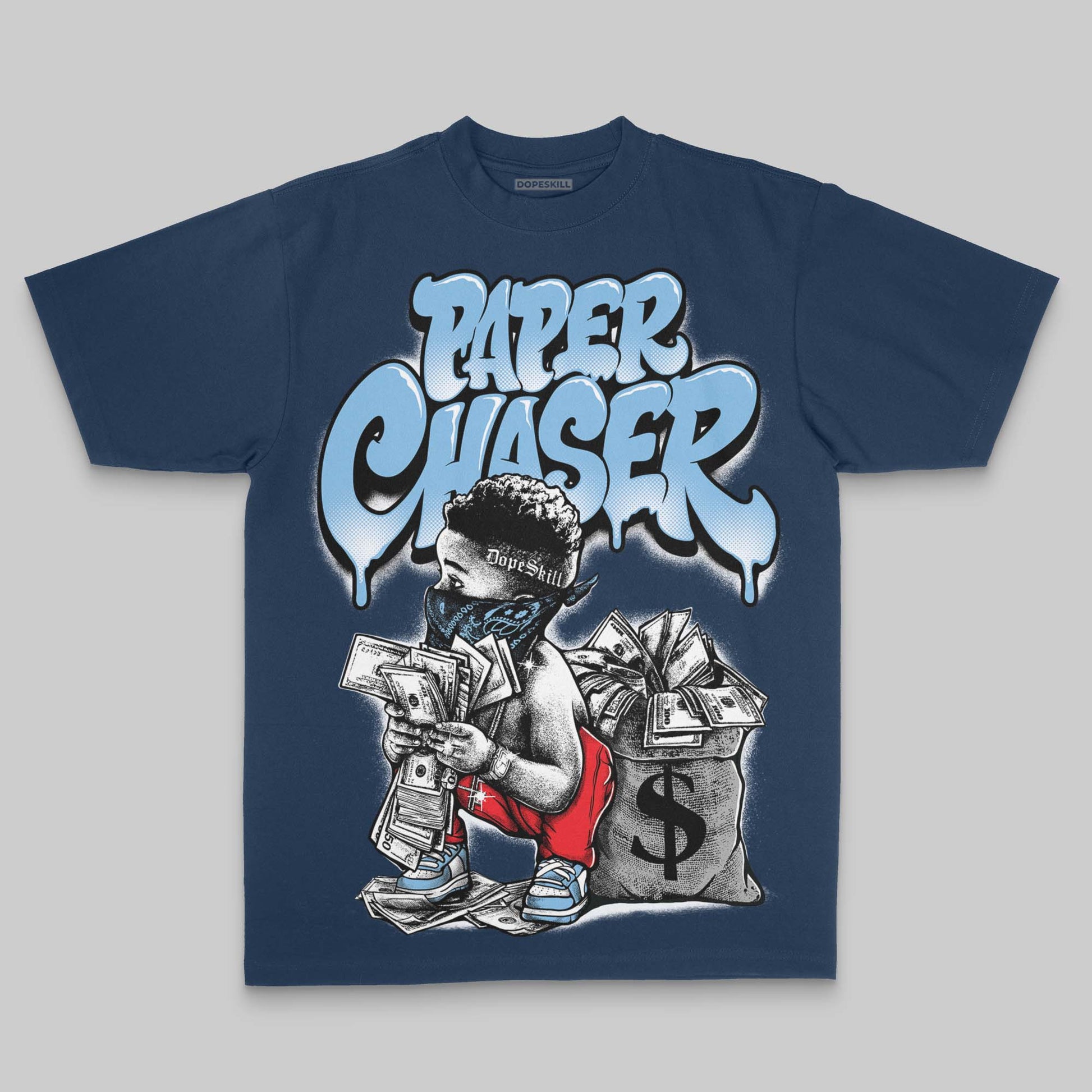 Paper Chaser Boy Oversize Print DopeSkill T-shirt Streetwear - Navy