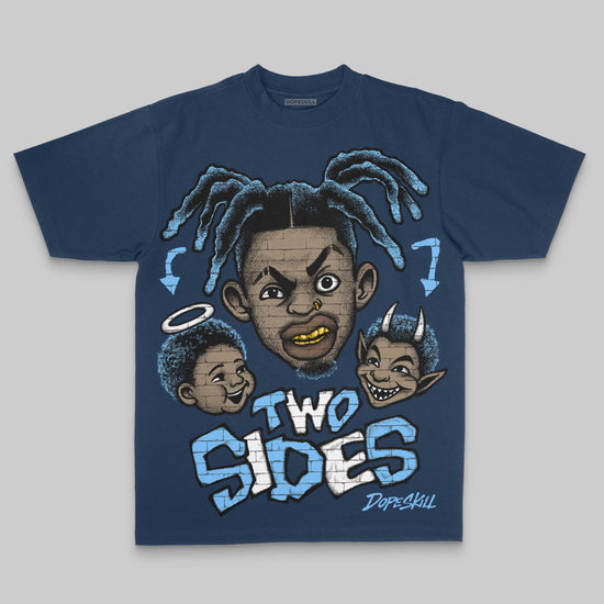 Royal Blue Oversize Print Two Sides DopeSkill Graphic Premium T-shirt Streetwear - navy