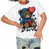 Military Blue 4s DopeSkill Toddler Kids T-shirt Broken Bear Graphic