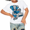 Military Blue 4s DopeSkill Toddler Kids T-shirt Sneakerhead BEAR Graphic