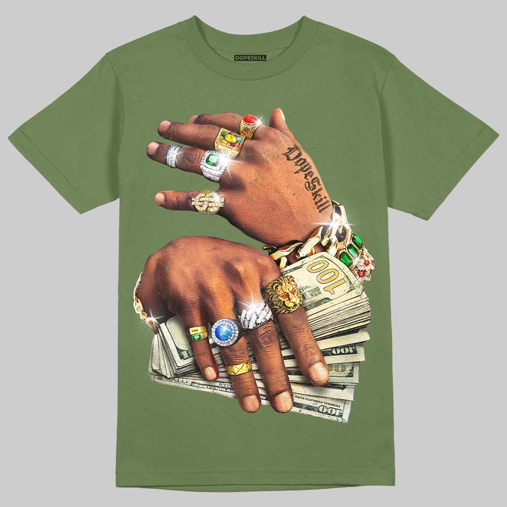 'Prosperous Hands' DopeSkill Graphic T-Shirt Streetwear - Military Green