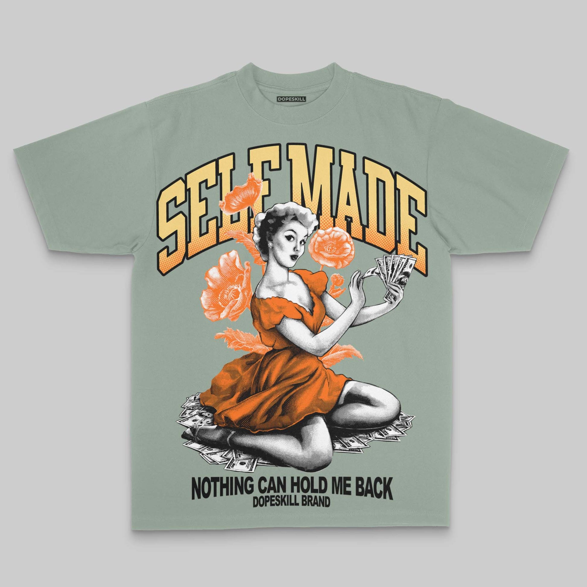 Olive Oversize Print Self Made DopeSkill Graphic Premium T-shirt Streetwear - Bay