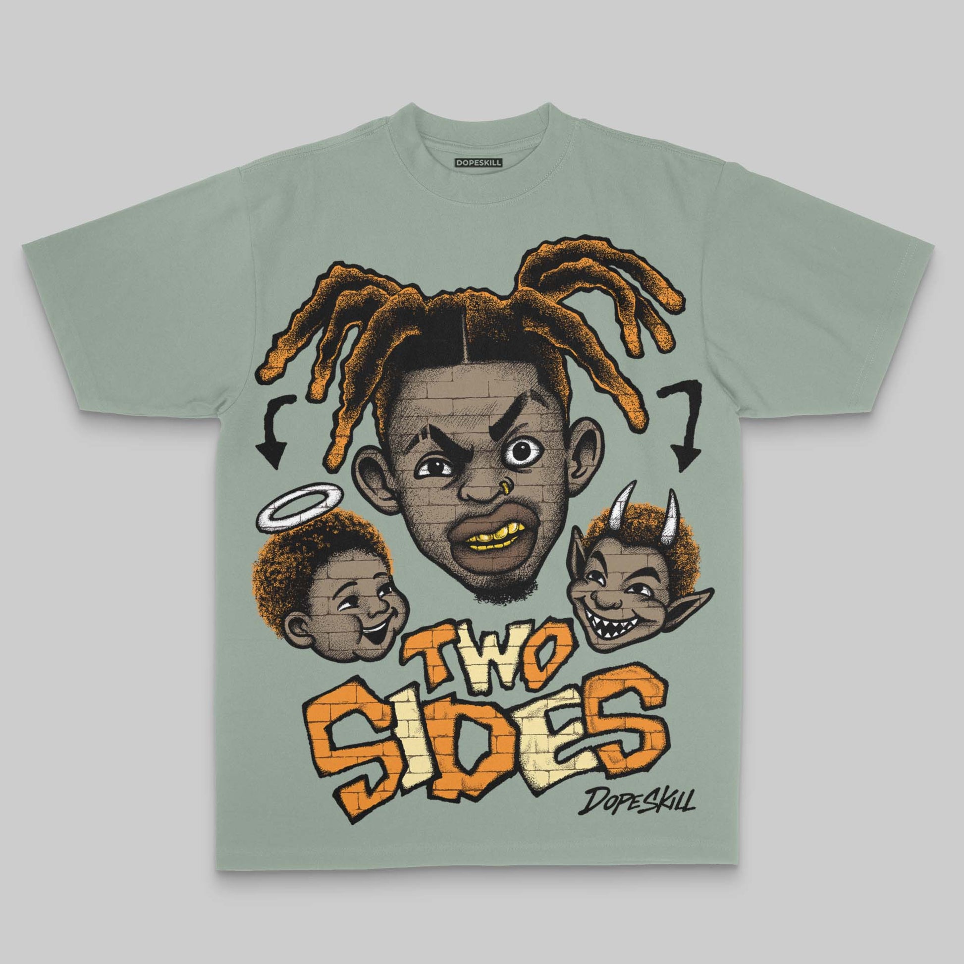 Olive Oversize Print Two Sides DopeSkill Graphic Premium T-shirt Streetwear - Bay