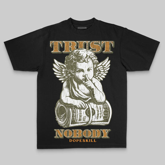 Olive Oversize Print Trust Nobody DopeSkill Graphic Premium T-shirt Streetwear - Black