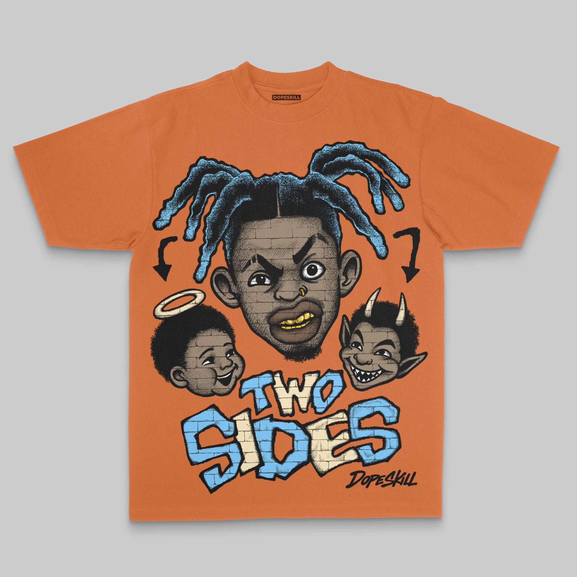 Orange Oversize Print Two Sides DopeSkill Graphic Premium T-shirt Streetwear - Yam