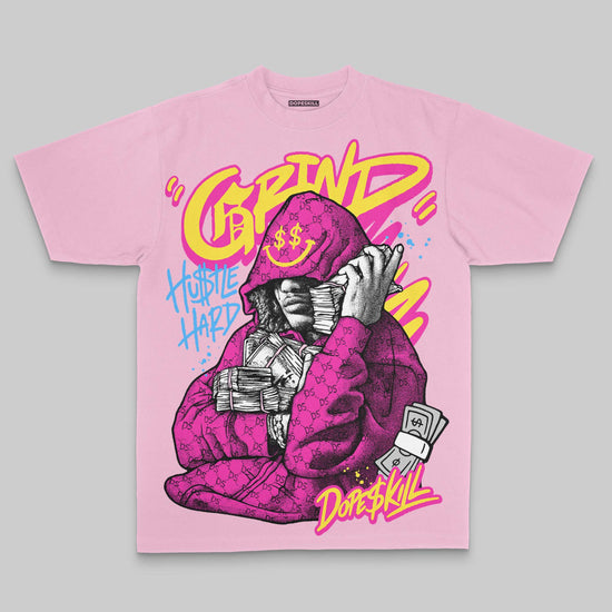 Pink Oversize Print Grind Pray DopeSkill Graphic Premium T-shirt Streetwear - Blossom