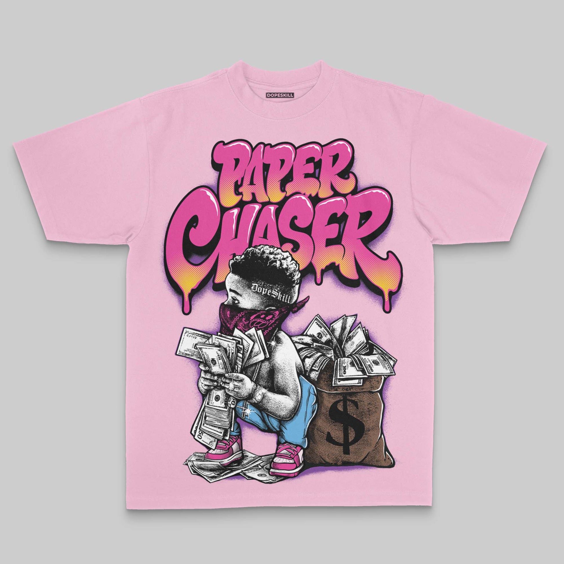 Paper Chaser Boy Oversize Print DopeSkill T-shirt Streetwear - Blossom