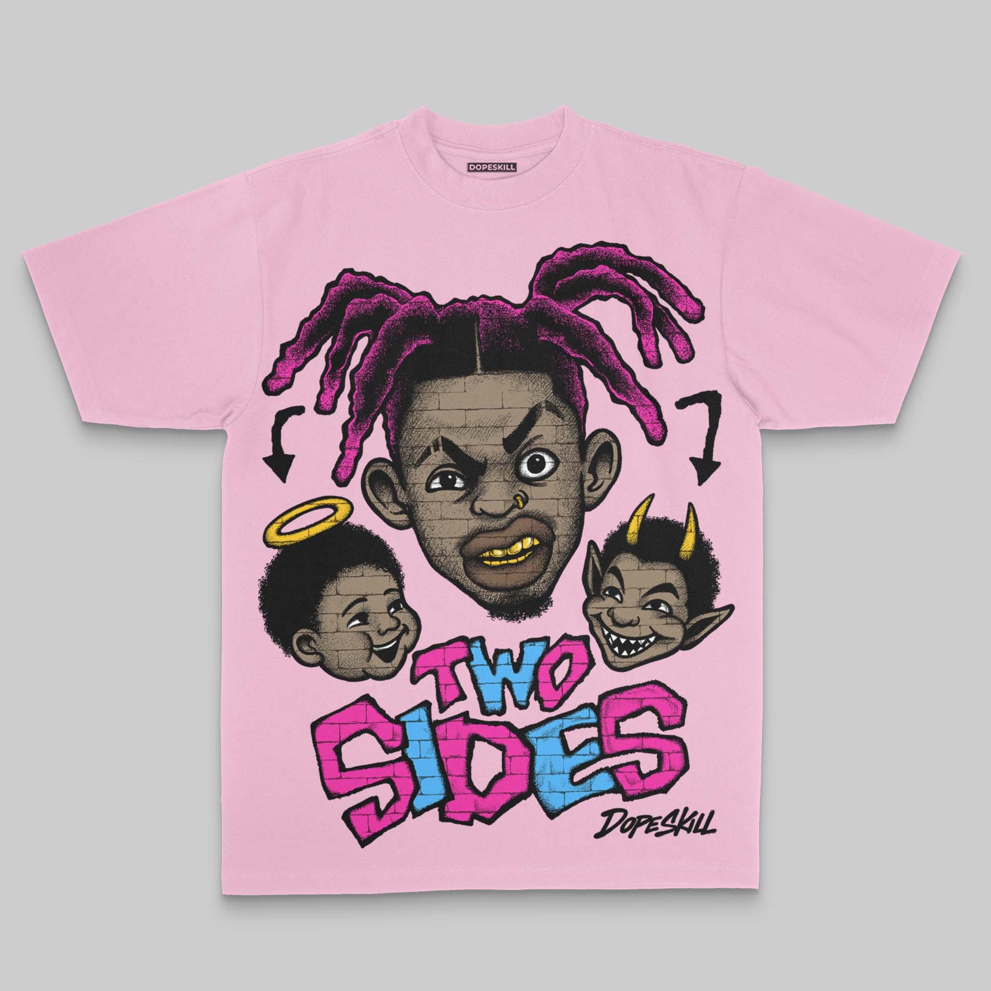 Pink Oversize Print Two Sides DopeSkill Graphic Premium T-shirt Streetwear - Blossom