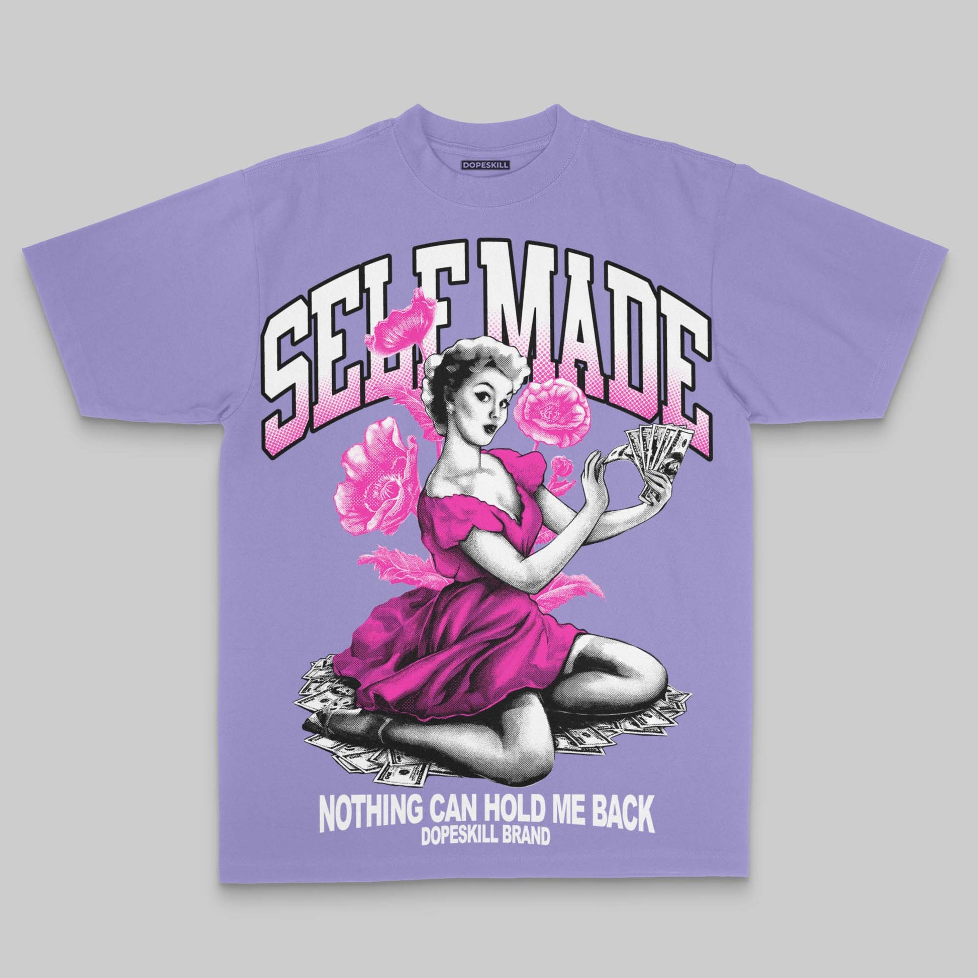 Purple Oversize Print Self Made DopeSkill Graphic Premium T-shirt Streetwear - Violet