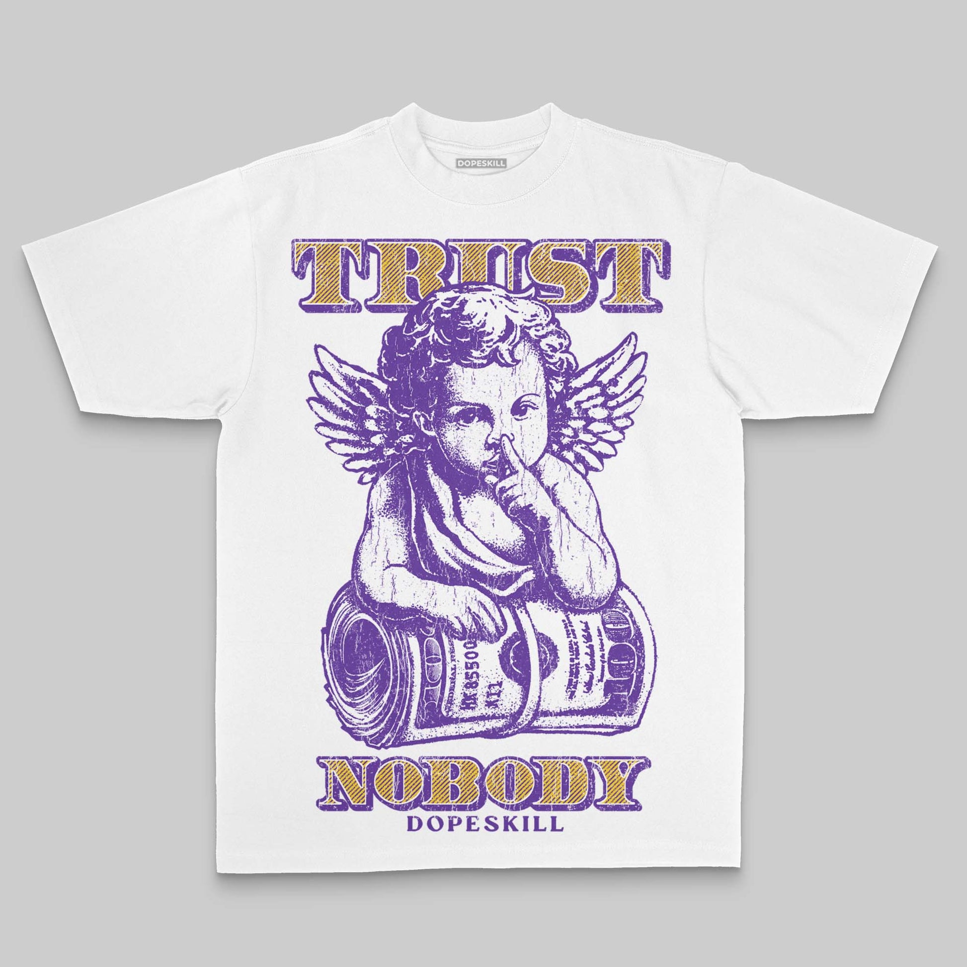Purple Oversize Print Trust Nobody DopeSkill Graphic Premium T-shirt Streetwear - White