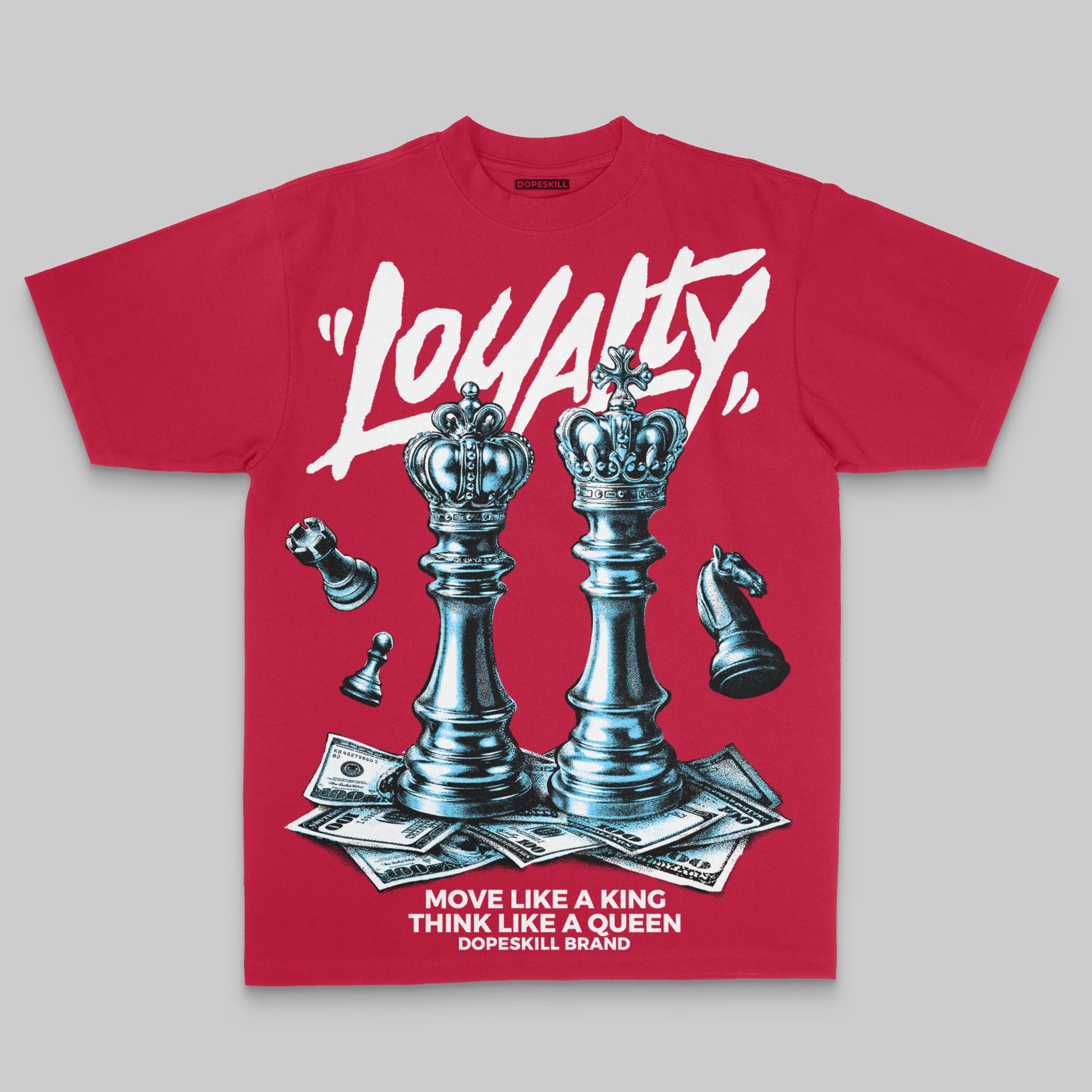 Red Sneakers Oversize Print 'Loyalty' DopeSkill Graphic T-shirt Streetwear - Red