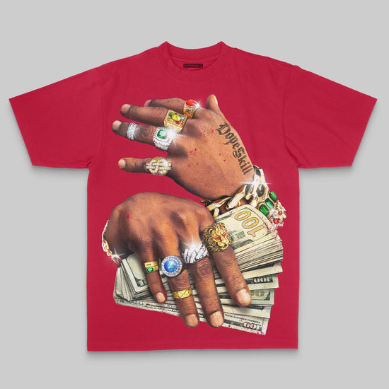Prosperous Hands' Oversize Print DopeSkill T-shirt Streetwear - Red