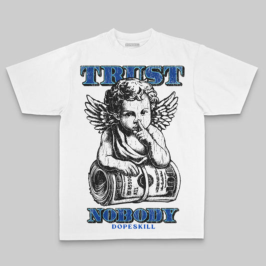 Royal Blue Oversize Print Trust Nobody DopeSkill Graphic Premium T-shirt Streetwear - White