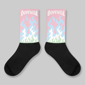 Medium Soft Pink 4s DopeSkill Sublimated Sock FIRE Graphic