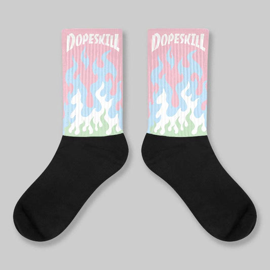 Medium Soft Pink 4s DopeSkill Sublimated Sock FIRE Graphic