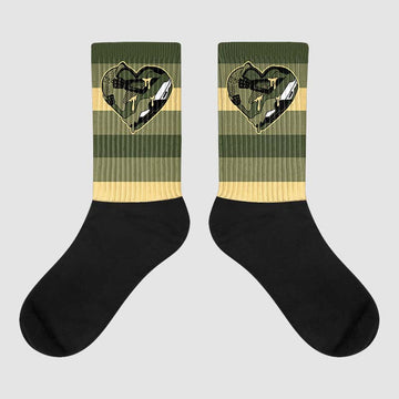 Jordan 4 Retro SE Craft Medium Olive DopeSkill Sublimated Socks Horizontal Stripes Graphic Streetwear