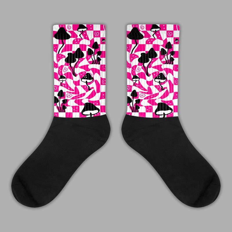 Jordan 1 Low GS “Fierce Pink” Dopeskill Sublimated Socks Mushroom Graphic Streetwear