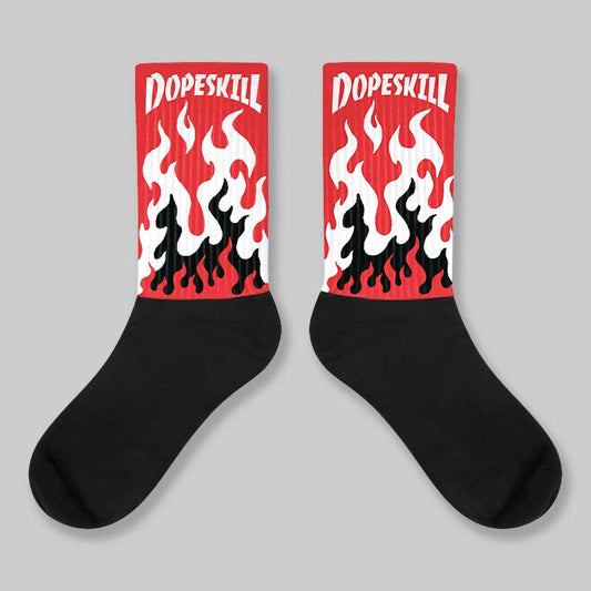 AJ 13 Chicago True Red Cherry DopeSkill Sublimated Sock FIRE Graphic