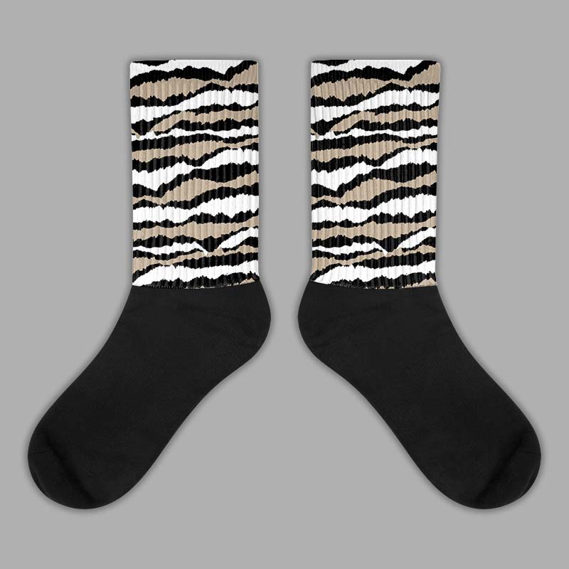 Jordan 1 High OG “Latte” DopeSkill Sublimated Socks Abstract Tiger Graphic Streetwear