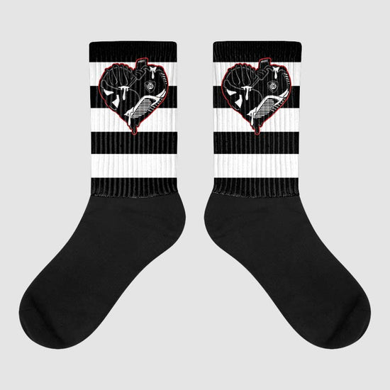 Jordan 14 "Black/White" DopeSkill Sublimated Socks Horizontal Stripes Graphic Streetwear