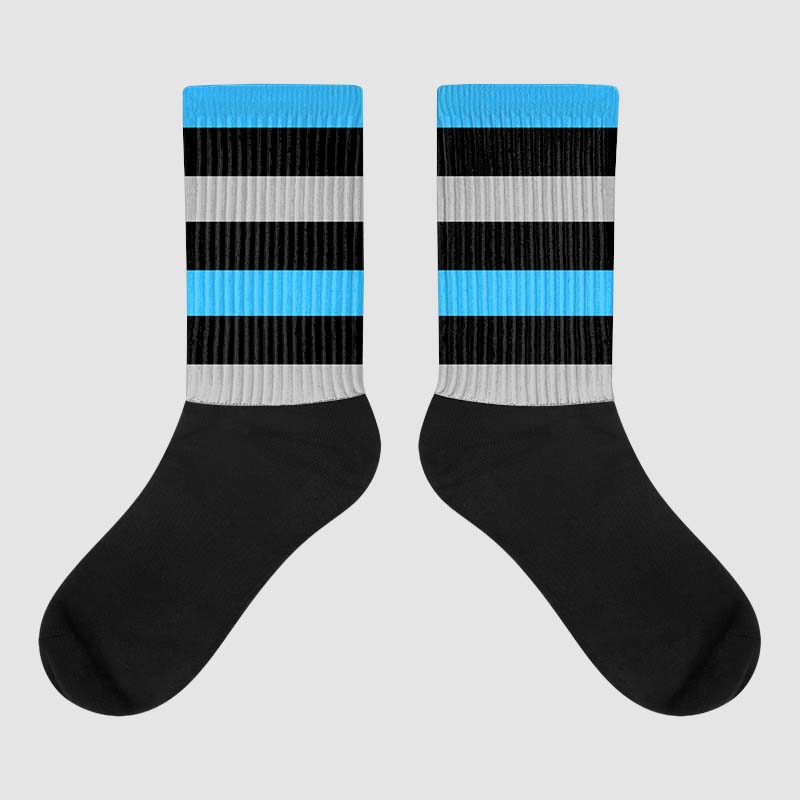 Jordan 2 Low "University Blue" DopeSkill Sublimated Socks Horizontal Stripes Graphic Streetwear