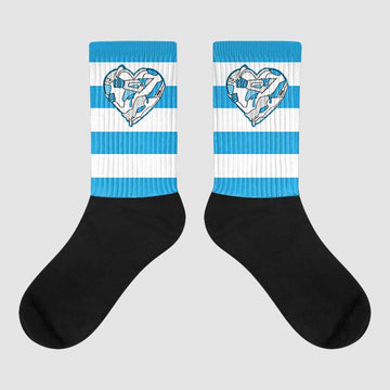 Jordan 4 Retro Military Blue DopeSkill Sublimated Socks Horizontal Stripes Graphic Streetwear