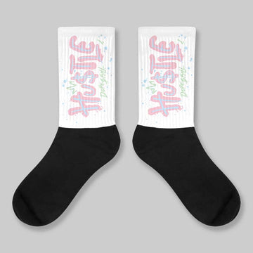 Medium Soft Pink 4s DopeSkill Sublimated Sock Hustle Graphic