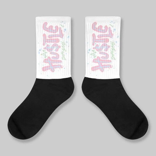 Medium Soft Pink 4s DopeSkill Sublimated Sock Hustle Graphic
