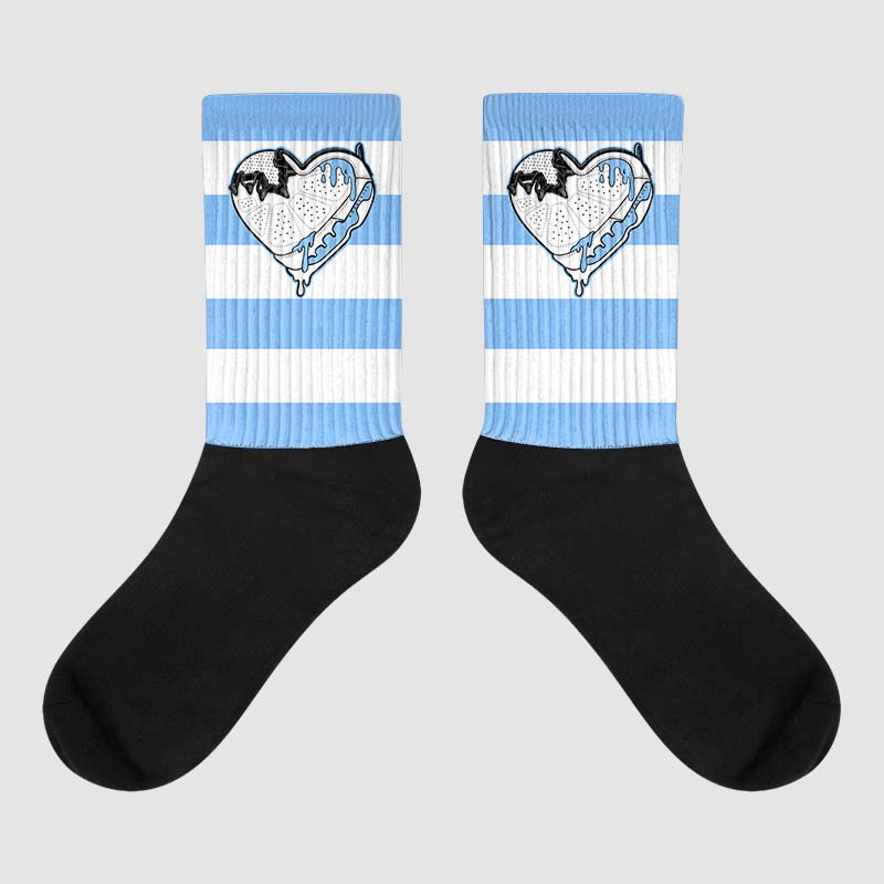 Jordan 9 Powder Blue DopeSkill Sublimated Socks Horizontal Stripes Graphic Streetwear