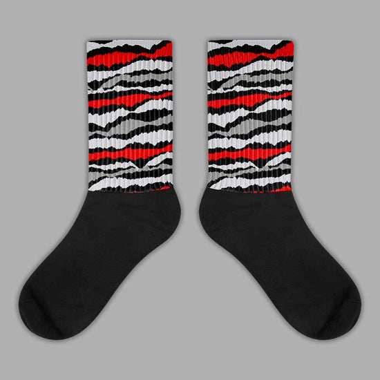 Jordan 2 Retro "Black Cement" DopeSkill Sublimated Socks Abstract Tiger Graphic Streetwear