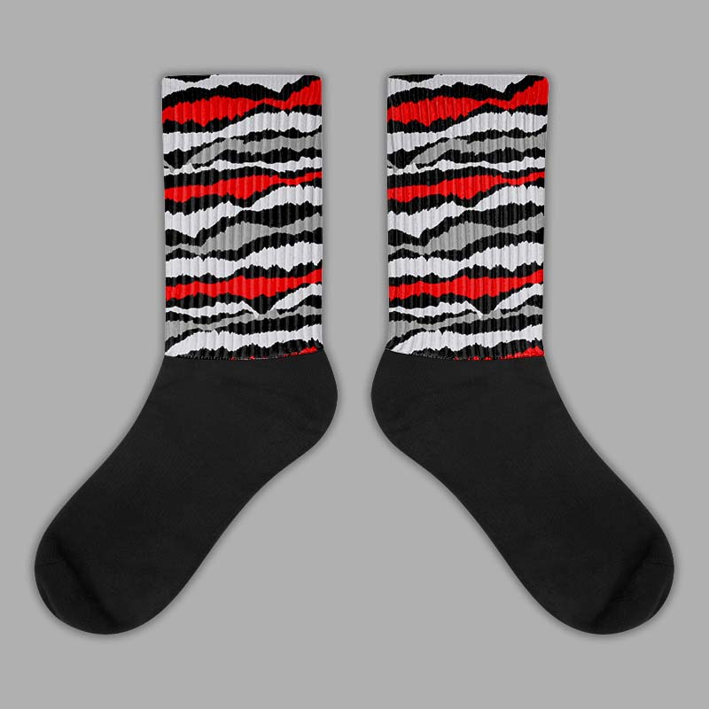 Jordan 2 Retro "Black Cement" DopeSkill Sublimated Socks Abstract Tiger Graphic Streetwear