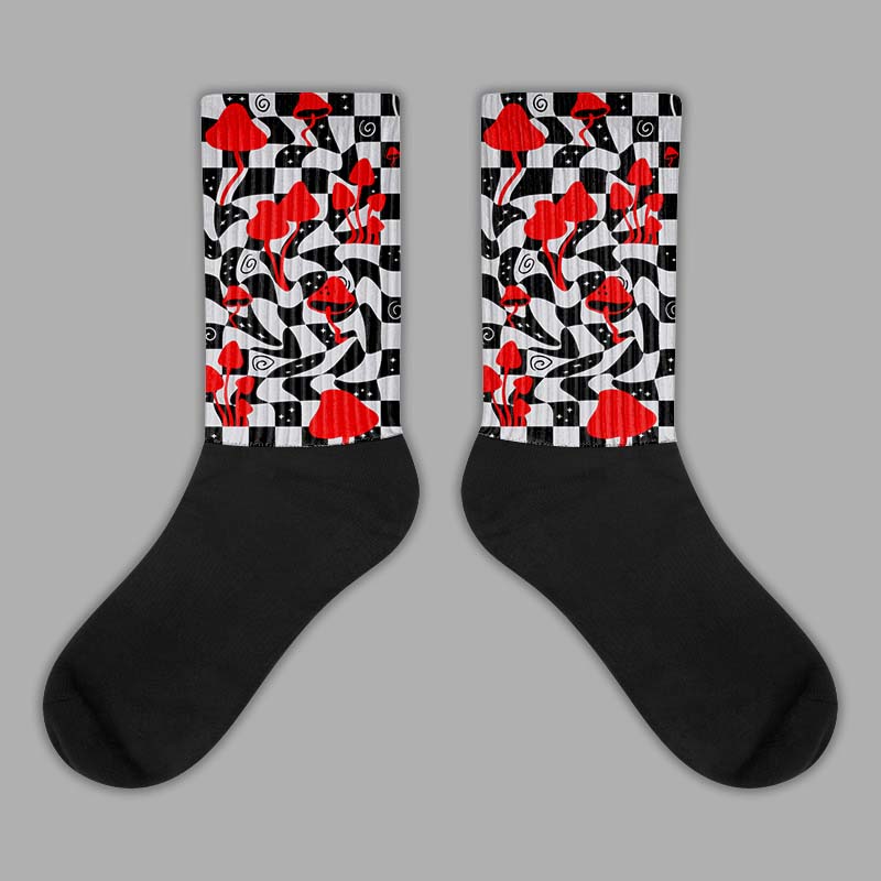 Jordan 2 Retro "Black Cement" DopeSkill Sublimated Socks Mushroom Graphic Streetwear