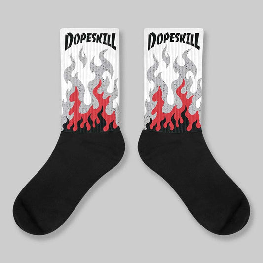 White Cement 4s DopeSkill Sublimated Sock FIRE Graphic
