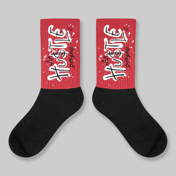 Fire Red “Black Tongue” 5s DopeSkill Sublimated Sock Hustle Graphic