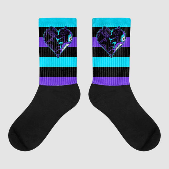 Jordan 6 "Aqua" DopeSkill Sublimated Socks Horizontal Stripes Graphic Streetwear