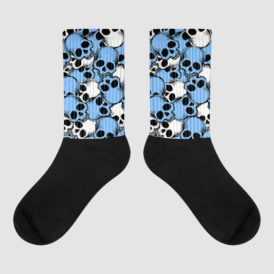 Jordan 9 Powder Blue DopeSkill Sublimated Socks Drawn Skulls Graphic Streetwear