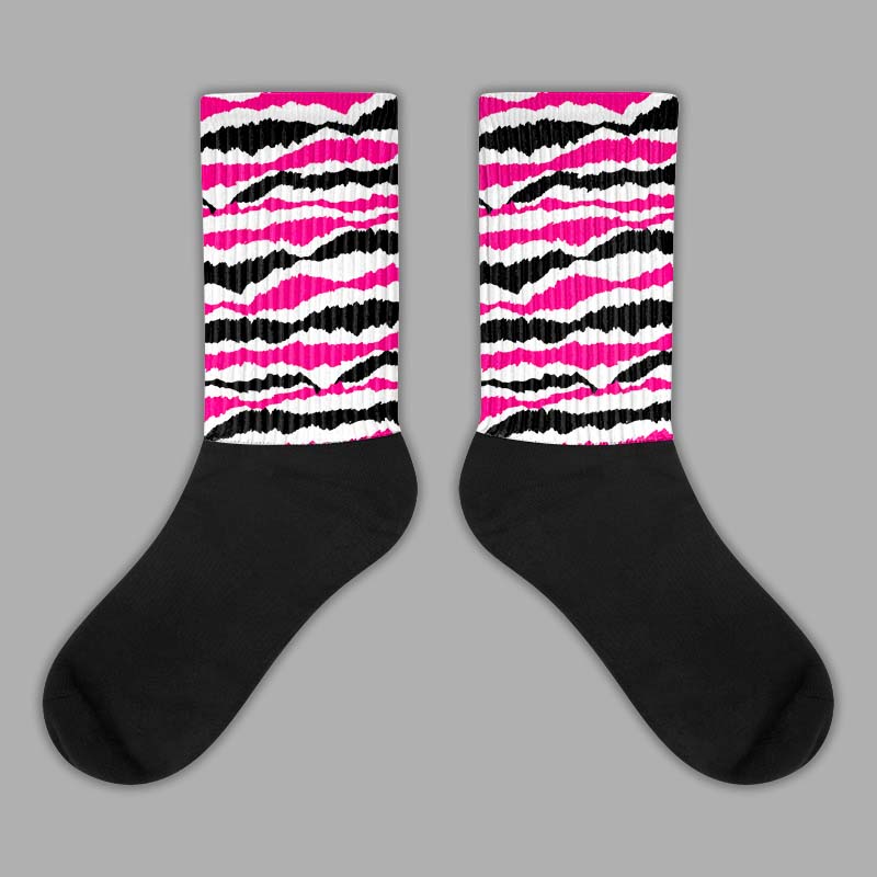 Jordan 1 Low GS “Fierce Pink” Dopeskill Sublimated Socks Abstract Tiger Graphic Streetwear