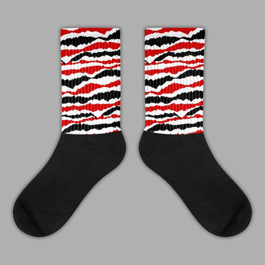 Jordan 1 Retro Low "Black Toe" DopeSkill Sublimated Socks Abstract Tiger Graphic Streetwear