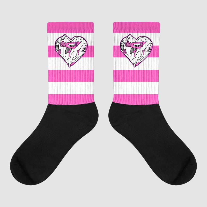 Jordan 4 GS “Hyper Violet” DopeSkill Sublimated Socks Horizontal Stripes Graphic Streetwear