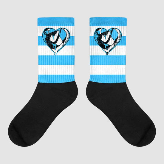 Jordan 1 High Retro OG “University Blue” DopeSkill Sublimated Socks Horizontal Stripes Graphic Streetwear