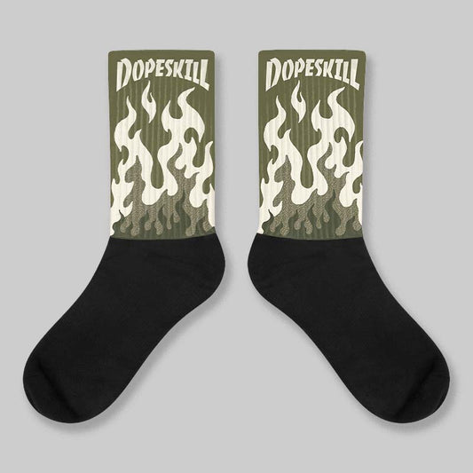 Medium Olive 3s DopeSkill Sublimated Sock FIRE Graphic
