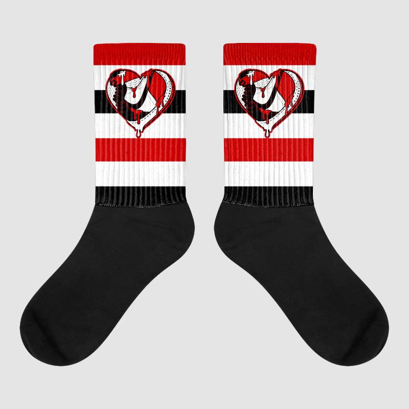 Jordan 1 Retro Low "Black Toe" DopeSkill Sublimated Socks Horizontal Stripes Graphic Streetwear