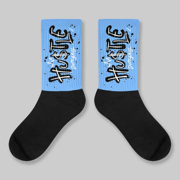 Black University Blue 5s DopeSkill Sublimated Socks Hustle Graphic