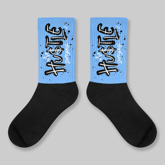 Black University Blue 5s DopeSkill Sublimated Socks Hustle Graphic