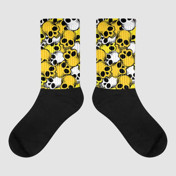 Jordan 4 Retro “Vivid Sulfur” DopeSkill Sublimated Socks Drawn Skulls Graphic Streetwear