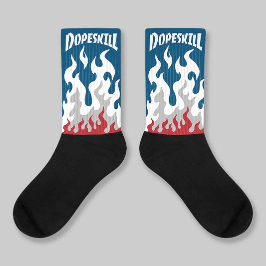 French Blue 12s DopeSkill Sublimated Sock FIRE Graphic