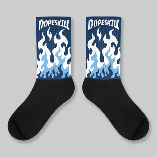 Summit White Navy 4s DopeSkill Sublimated Sock FIRE Graphic