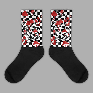 Jordan 14 "Black/White" DopeSkill Sublimated Socks Mushroom Graphic Streetwear