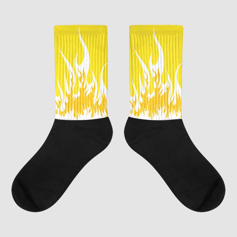 Jordan 4 Retro “Vivid Sulfur” DopeSkill Sublimated Socks FIRE Graphic Streetwear