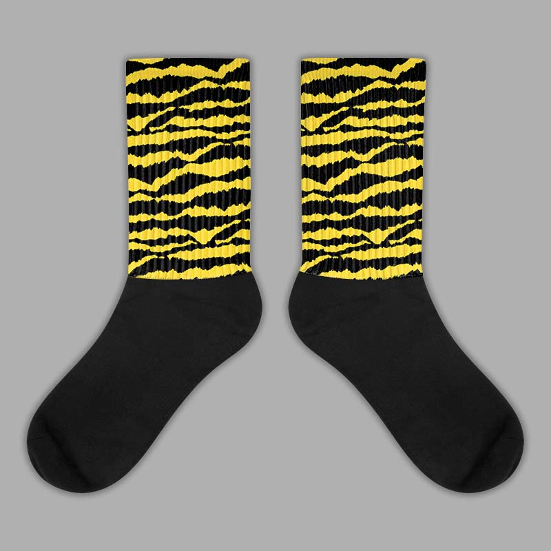 Jordan 4 Tour Yellow Thunder DopeSkill Sublimated Socks Abstract Tiger Graphic Streetwear